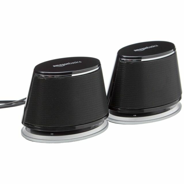 Amazon Basics USB Powered Speakers PC V620 Black Computer Desktop Audio