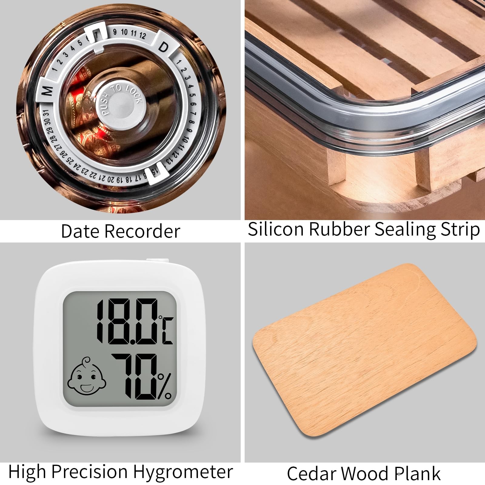 Cigar Humidor Clear Acrylic Spanish Cedar S (Holds 20-30 Cigars)