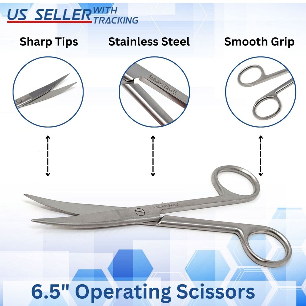 STAINLESS STEEL OPERATING SCISSORS SHARP /SHARP 6.5" CURVED SURGICAL INSTRUMENT
