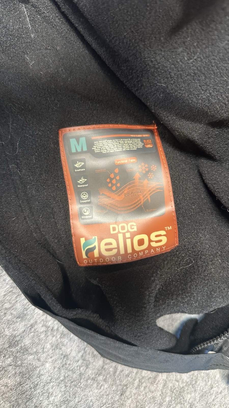 Dog Helios Black Shark 750 Breathable Water & Wind Proof Jacket Size M