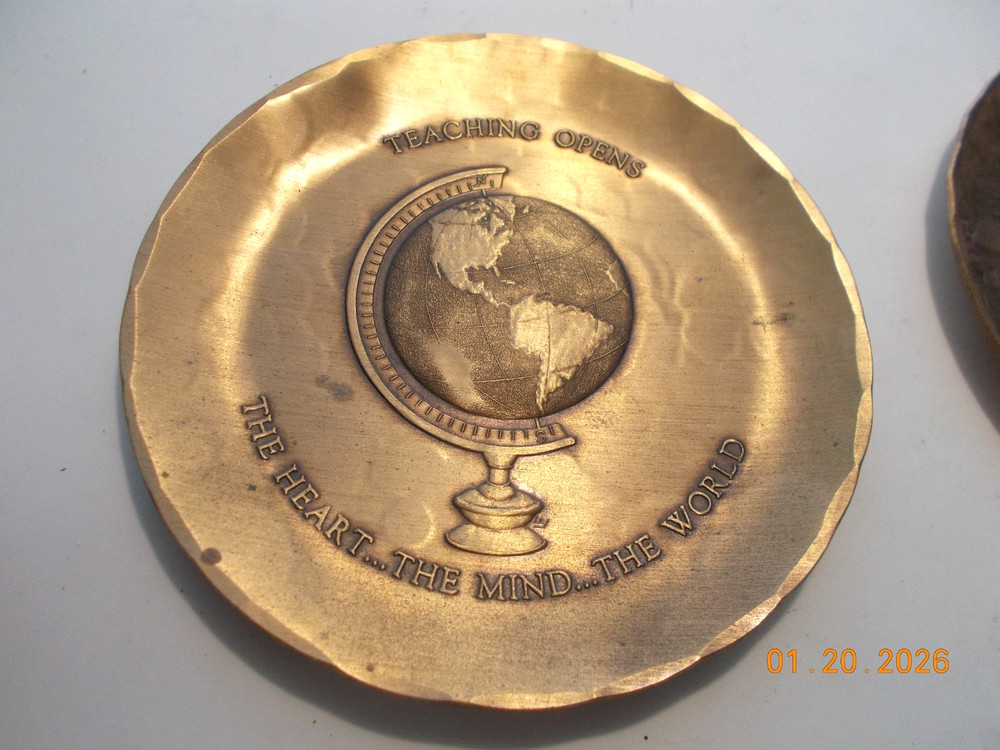 2 Wendell August Forge Solid Bronze 4-3/8" Plates: Teaching, Covered Bridge