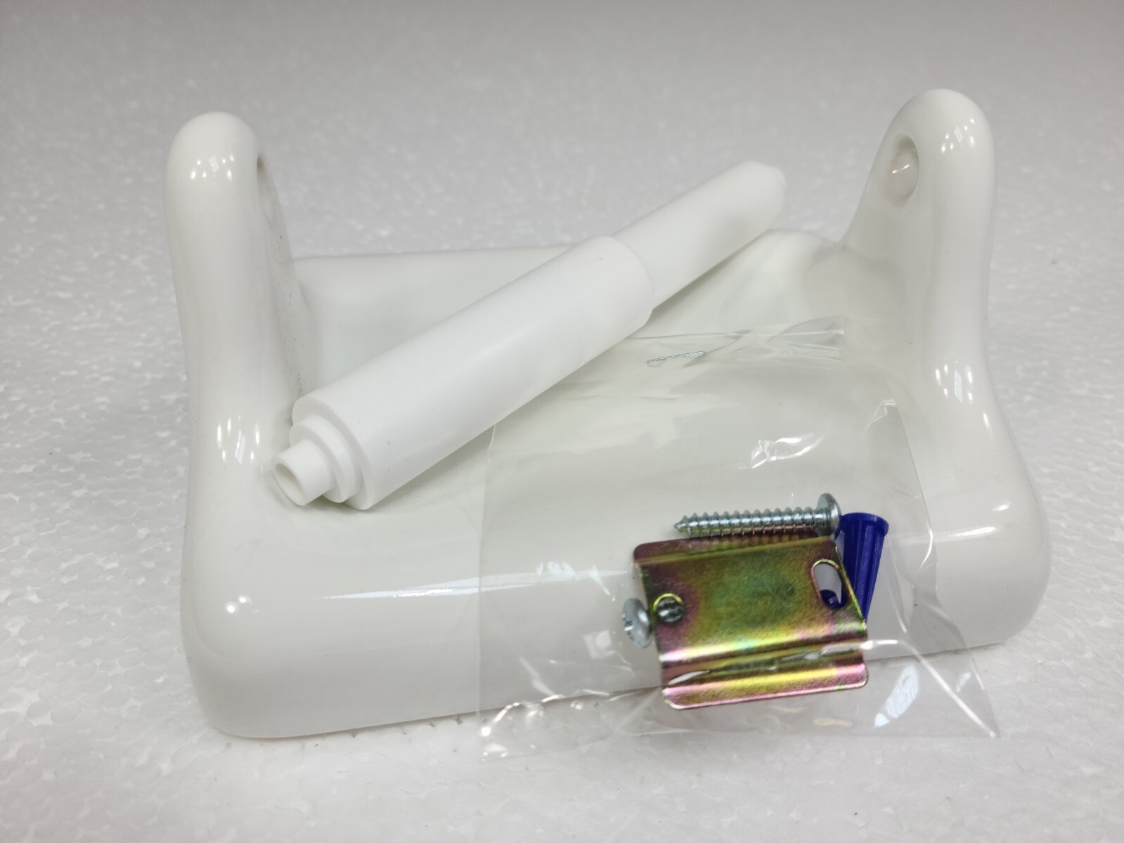 Vintage White Ceramic TP Toilet Paper Holder Screw in Drywall Mid Century Modern