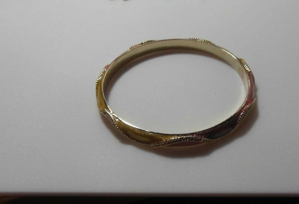Gold Plated Swirl Enamel Bangle Bracelet