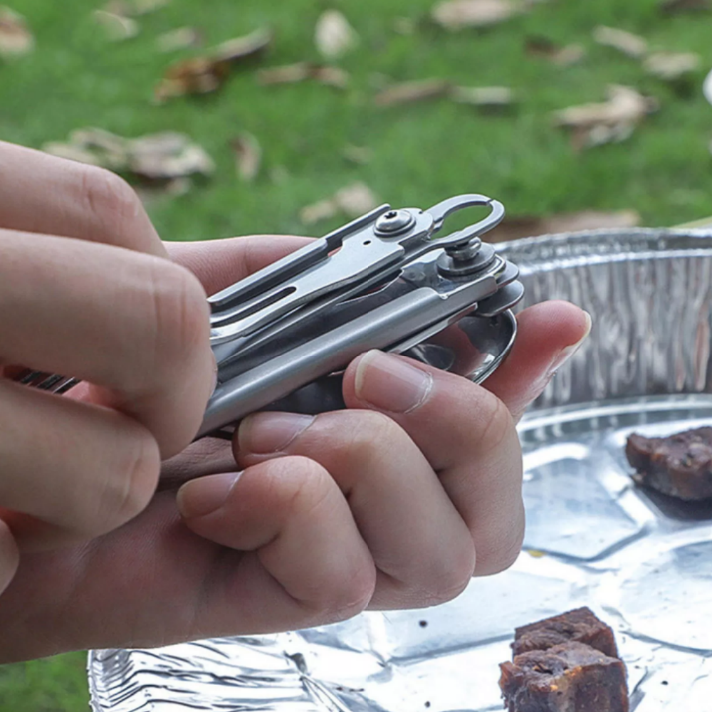 Camping Eating Utensil Set Folding Emergency Cutlery Knife Fork Spoon Kit 2024