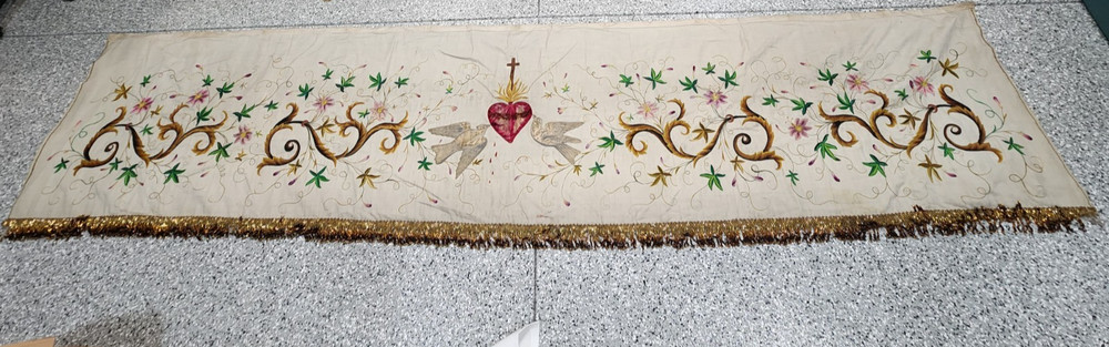 Antique Hand Embroidered Altar Frontal