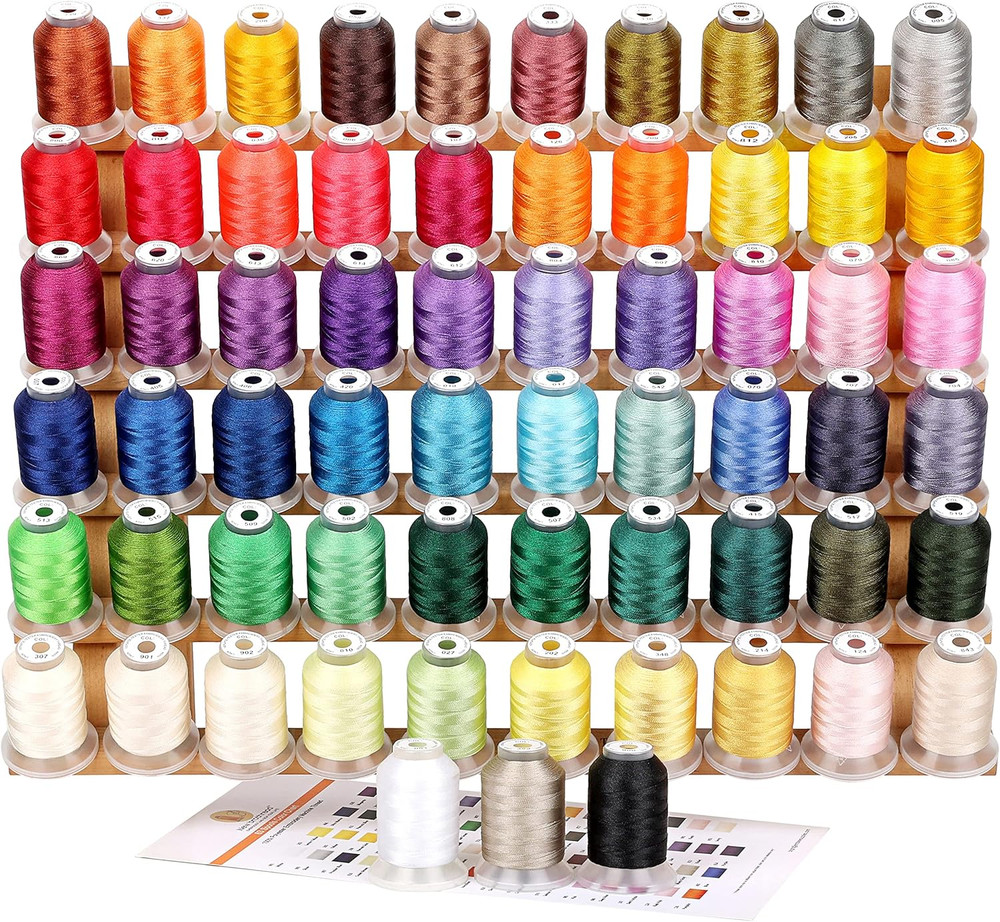 63 Spools Polyester Machine Embroidery Thread Kit 500M Colors Compatible with  C