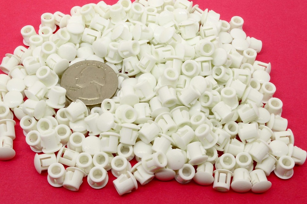 1/4" Hole Nylon Locking Panel Plugs Black/White Dome Cover 5/16" Top Width