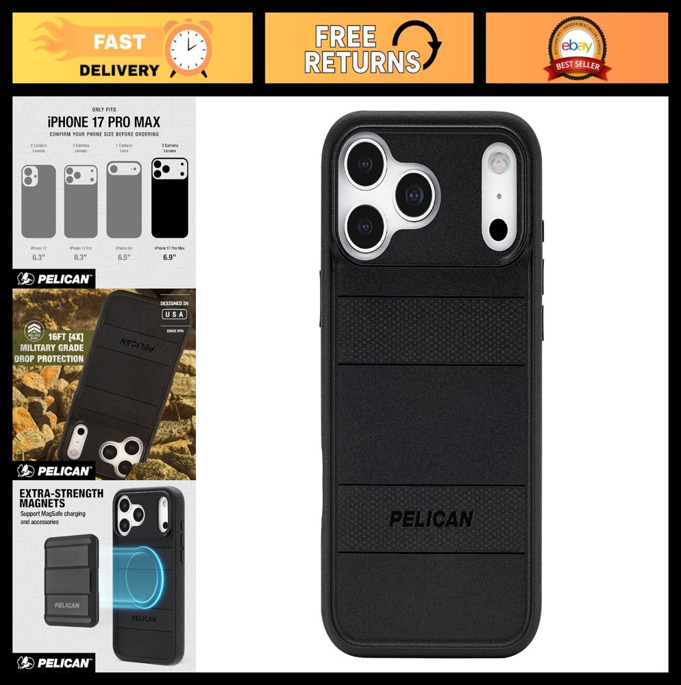 Pelican Protector iPhone 17 Pro Max Case [Compatible with MagSafe] Rugged Magnet