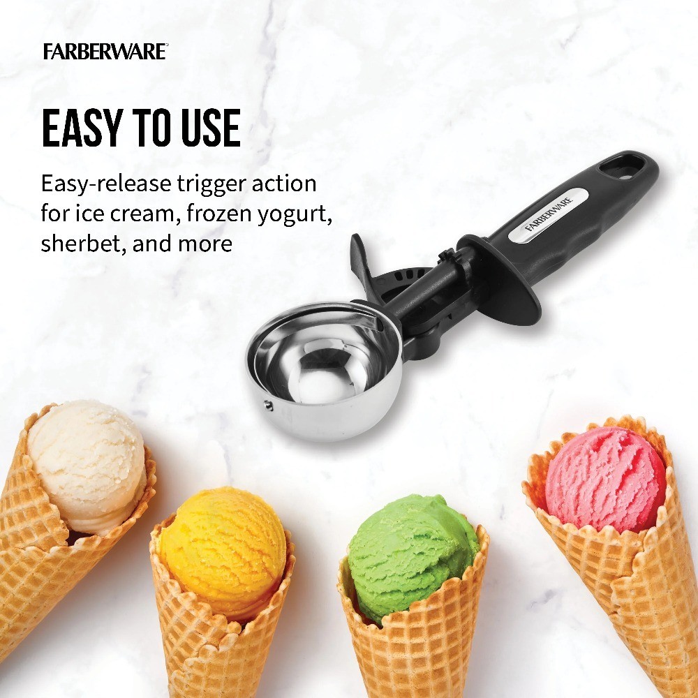 Old Fashioned Ice Cream Scoop Professional Heavy Duty Solid Construction Black