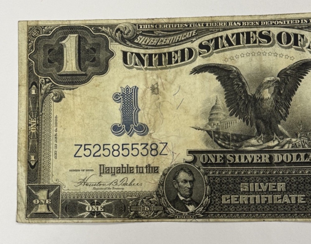 1899 US $1 Silver Certificate Large Size Black Eagle Banknote No Damage #2335