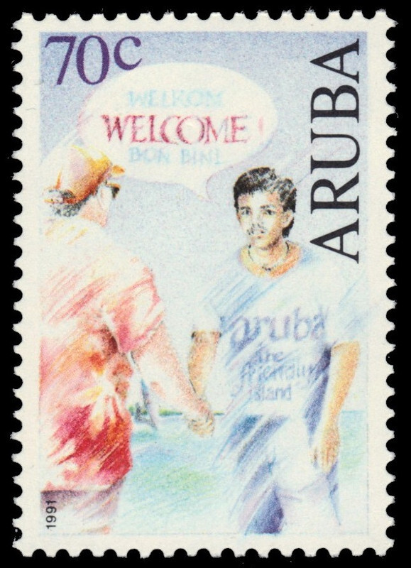 ARUBA 76 - Greetings Stamps "Shaking Hands" (pc11296)