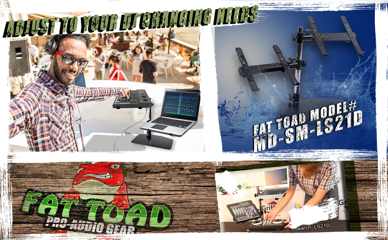 DJ Double Computer Laptop Stand - Duel Mount Holder Studio Mixer Controller Gear