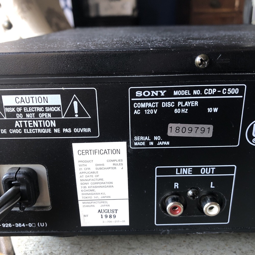 Sony CD 5 Disc CDP-C500 CD Player. Tested-Works