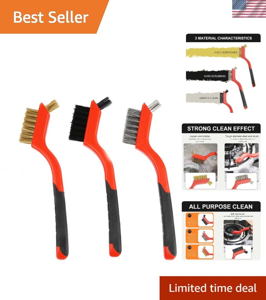 Conveniently Packaged 3 Brass Wire Brushes - Ideal Rust Removal and Storage