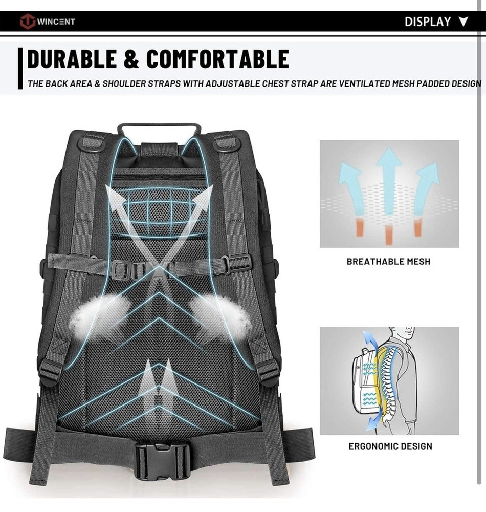 Wincent Multi Functional Military Assault Tactical Backpack w/ Double Stitching