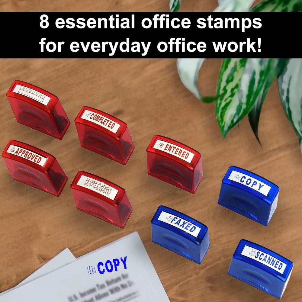 Self Inking Office Stamp Set for Approved Paid Completed Copy Faxed