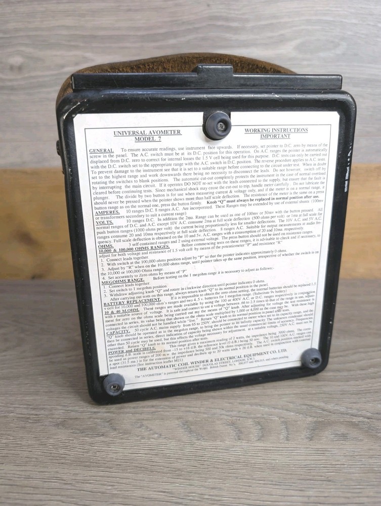 1955 Universal AVOMETER Model 7 Mark 2 AC / DC Multimeter - Unit Only - Untested