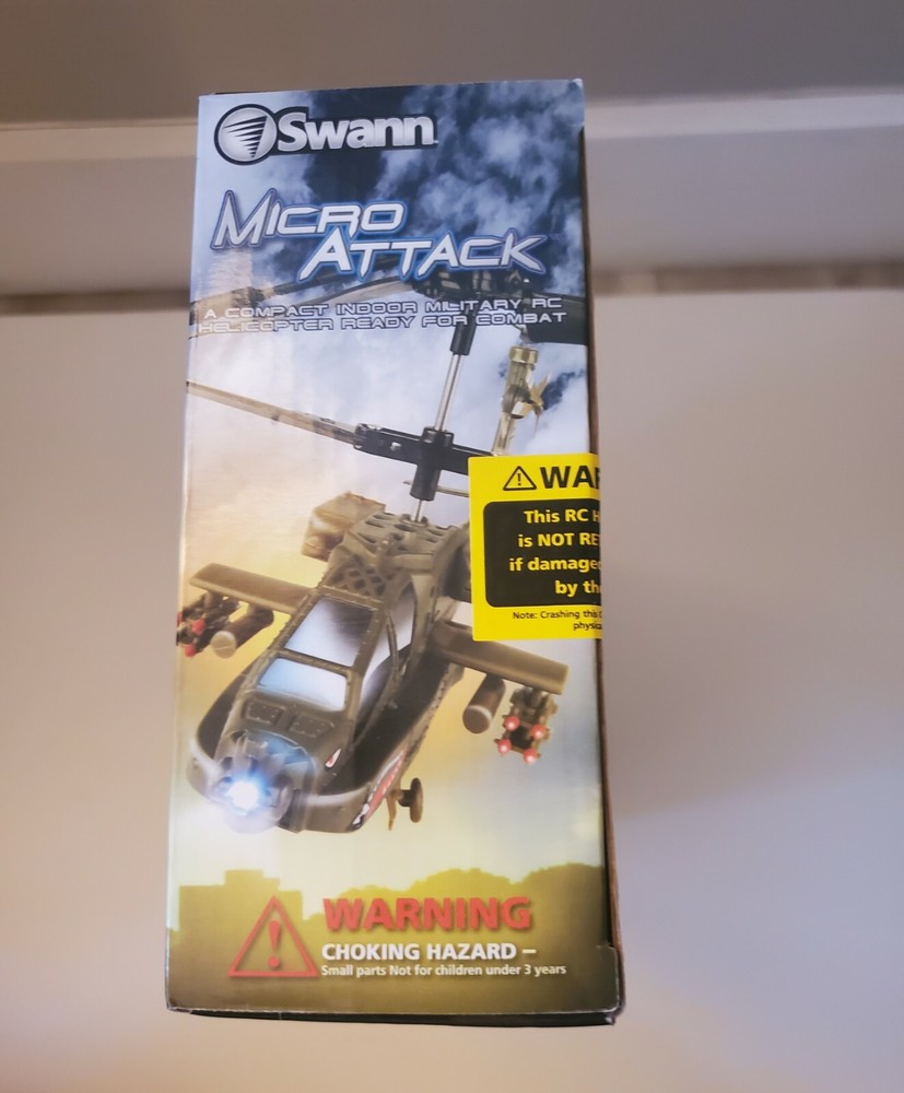 Swann Micro Attack RC Helicopter Gray 8 Min. Flight Time 3D Directional Control