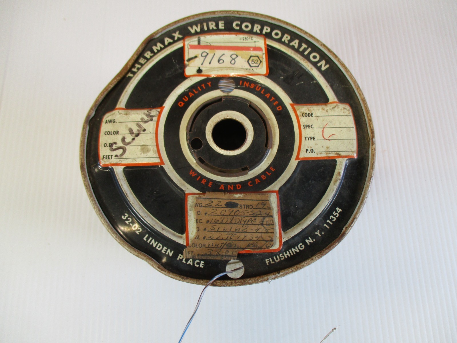 Thermax 22 AWG Stranded SPC Wire PTFE Teflon Mil-Spec Blue Brown White NOS