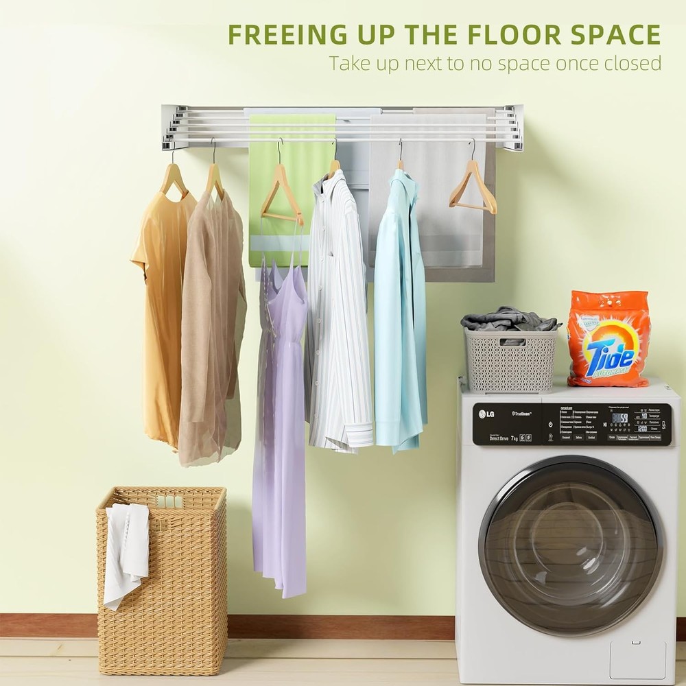 Wall Mounted Clothes Drying Rack, 31.5" Foldable Collapsible Laundry Rack, Heavy