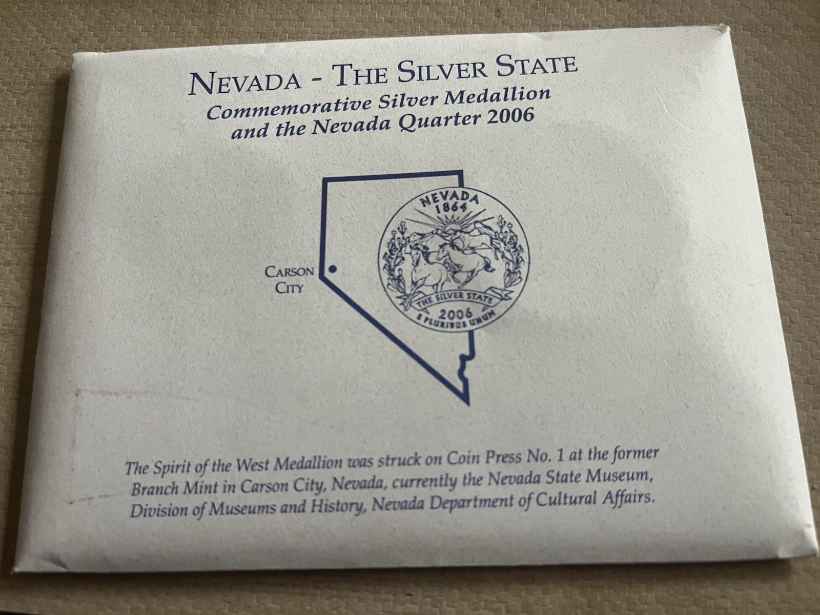 2006 Nevada Commemorative Silver Medal And Nevada Quarter