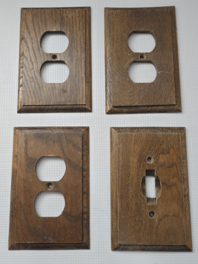 Antique Wooden Plates - Outlet Covers Rectangular Rustic Cabin 1 Switch 3 Outlet
