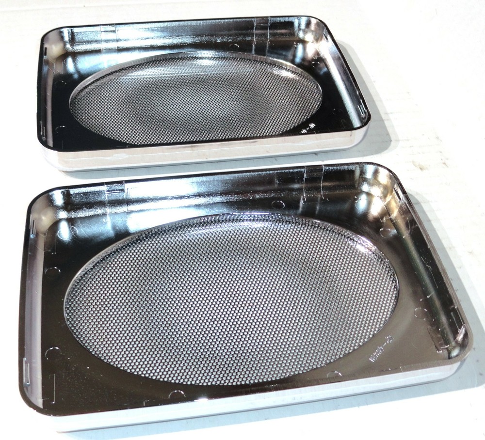 speaker cover set(2) rectangular 7 x 4 7/8 chrome plastic for 379 Peterbilt