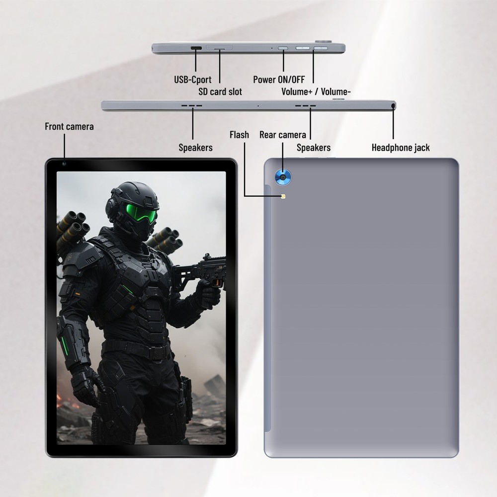 10.1" Android Tablet 24GB+128GB IPS LCD Touchscreen Octa-core Bluetooth Wi-Fi 6
