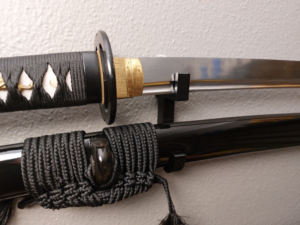 Katana Sword Wall Mount Display Stand, Black Brackets with Mounting Hardware