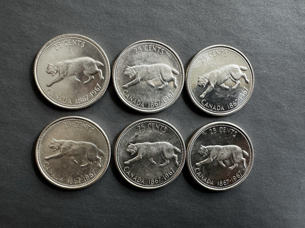 Canada Silver Quarters 1967, uncirculated , 6 Available Ref# C100
