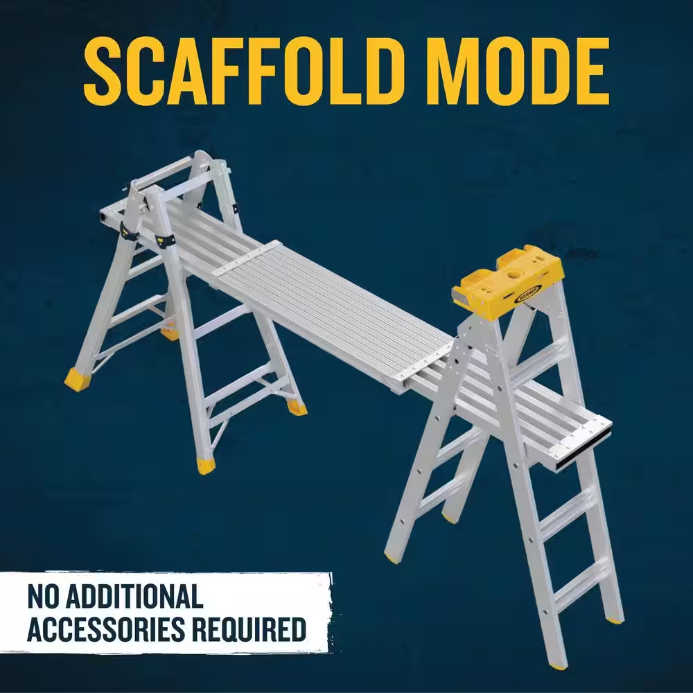 16 Ft. Reach Aluminum Adjustable Multi Position Ladder with 375 Lb. Load Capacit