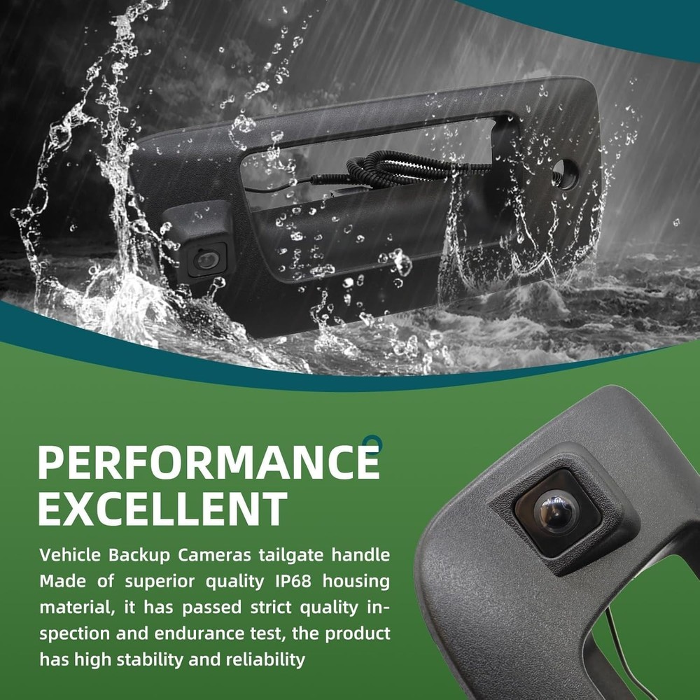 Rear View Backup Camera w/Tailgate Handle Compatible with 2007-2013 Silverado...