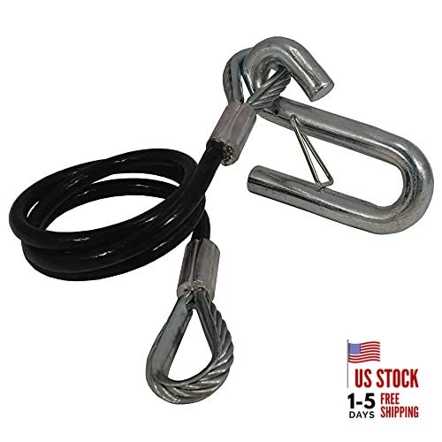 756-102 Trailer Safety Cable, 36" Long with S Hook, Black