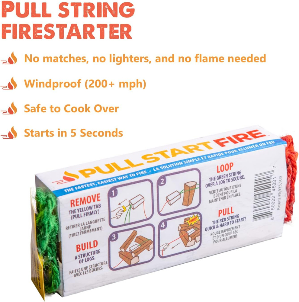 Instant Pull String Firestarter - Lights Wet Wood, No Matches Needed!