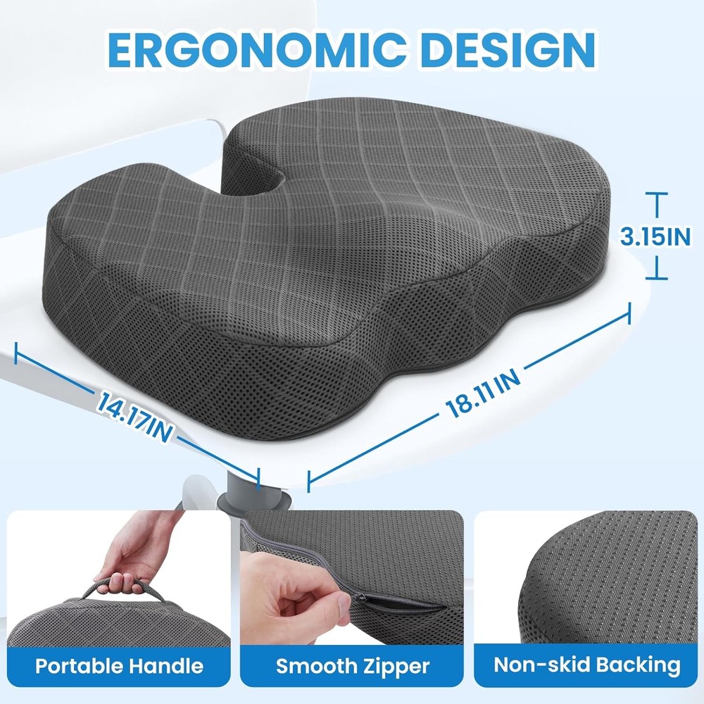 TushGuard Memory Foam Seat Cushion Sciatica Relief
