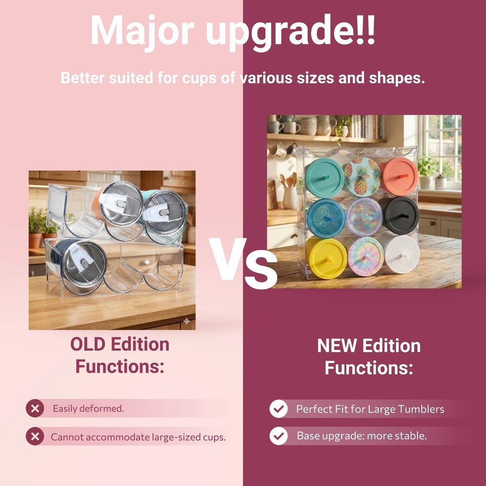 Stackable Water Bottle Organizer for Cabinet, Plastic Bottle Holder Designed ...