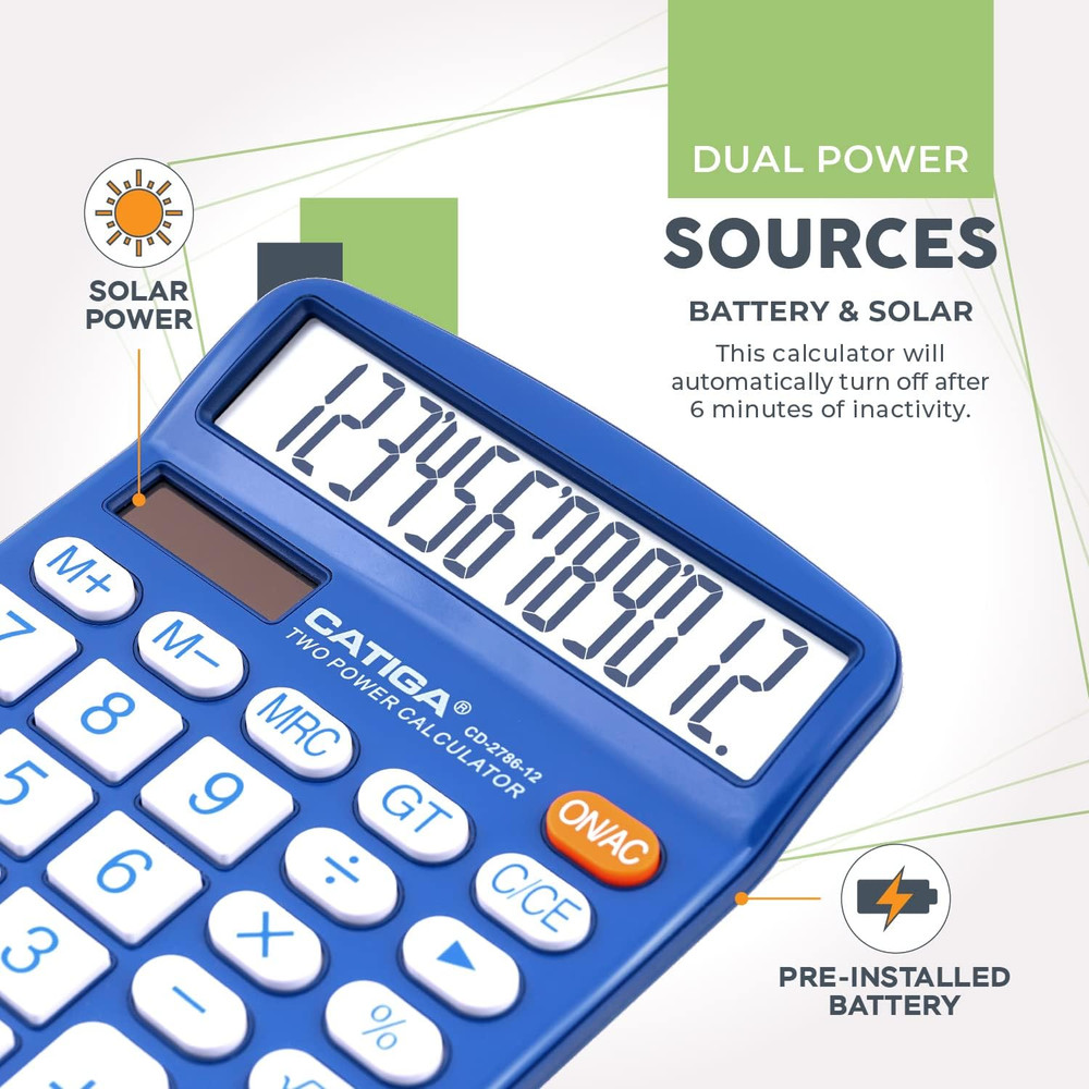 CATIGA Desktop Calculator 12 Digit with Large LCD Display and Sensitive Button,