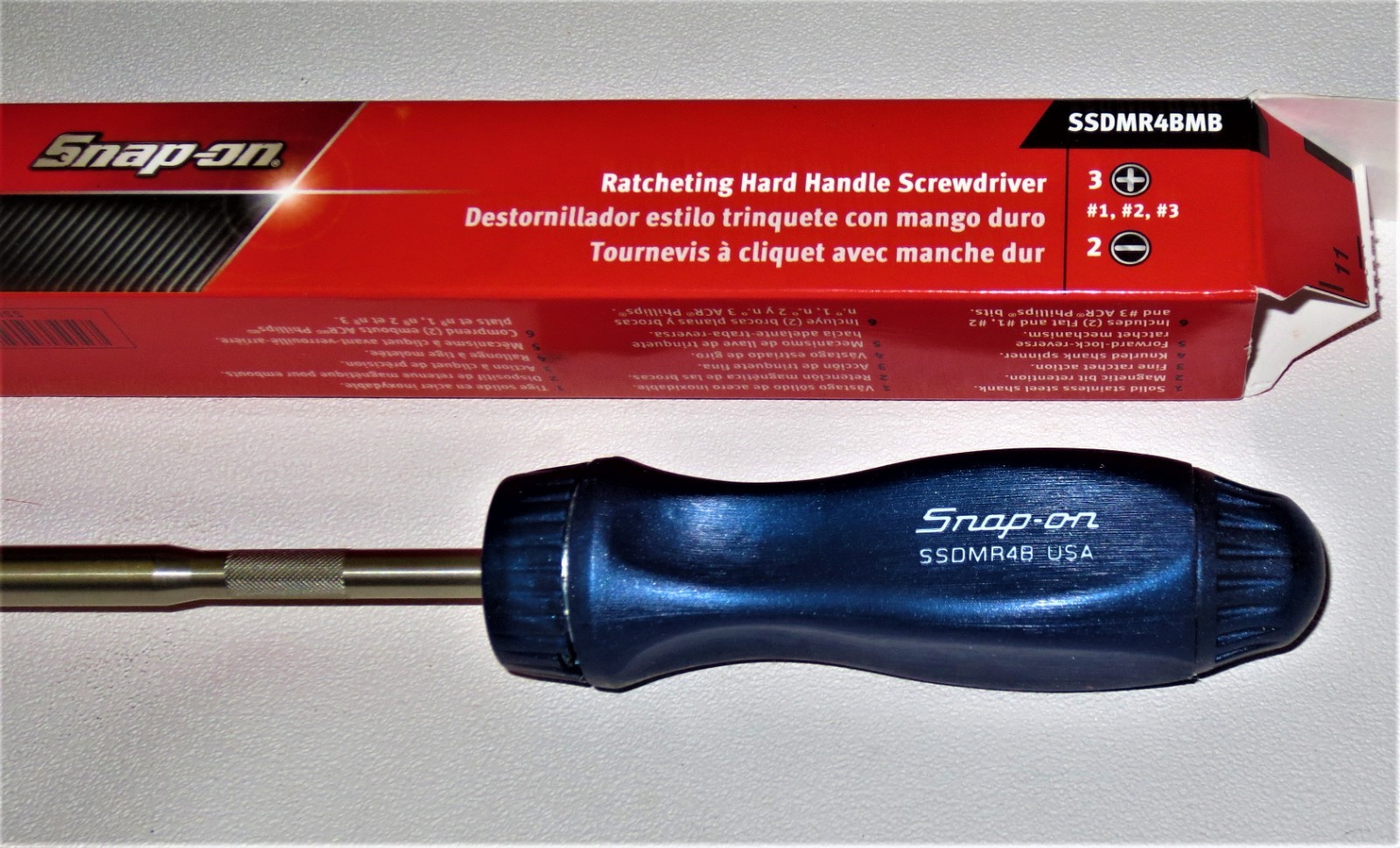 *NEW* Snap-on BLUE Ratcheting Screwdriver SSDMR4BMB *BLUE METALLIC HANDLE* NEW!