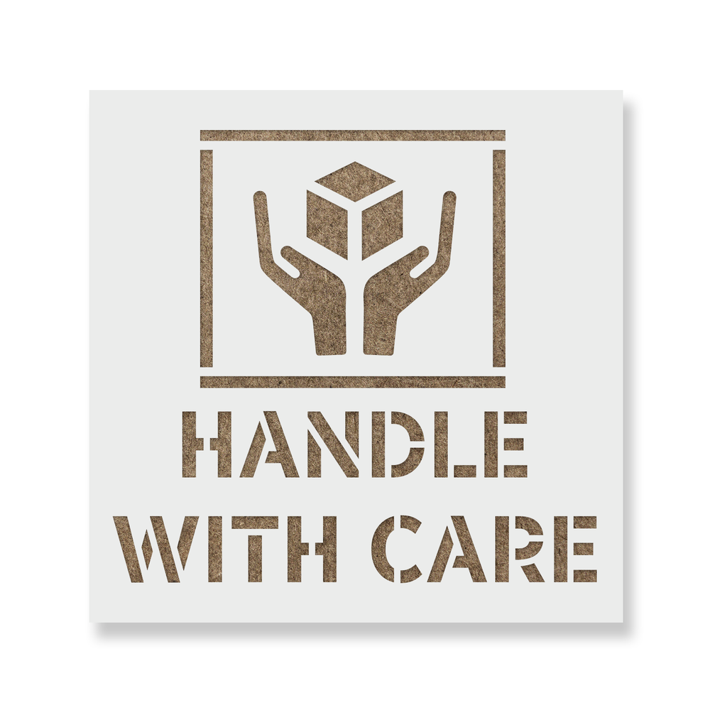 Handle With Care Symbol Stencil - Durable & Reusable Mylar Stencils