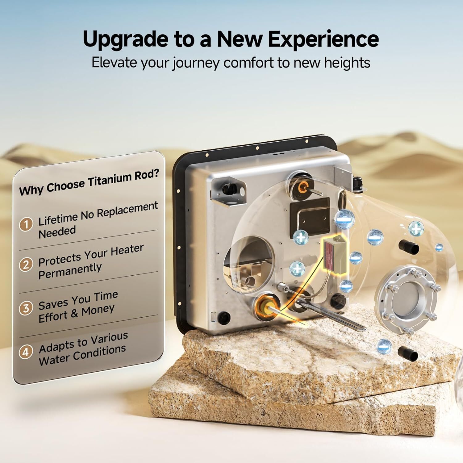 6 Gallon RV Water Heater Gas & Electric 12,000 BTU 1440W With Powered Anode Rod