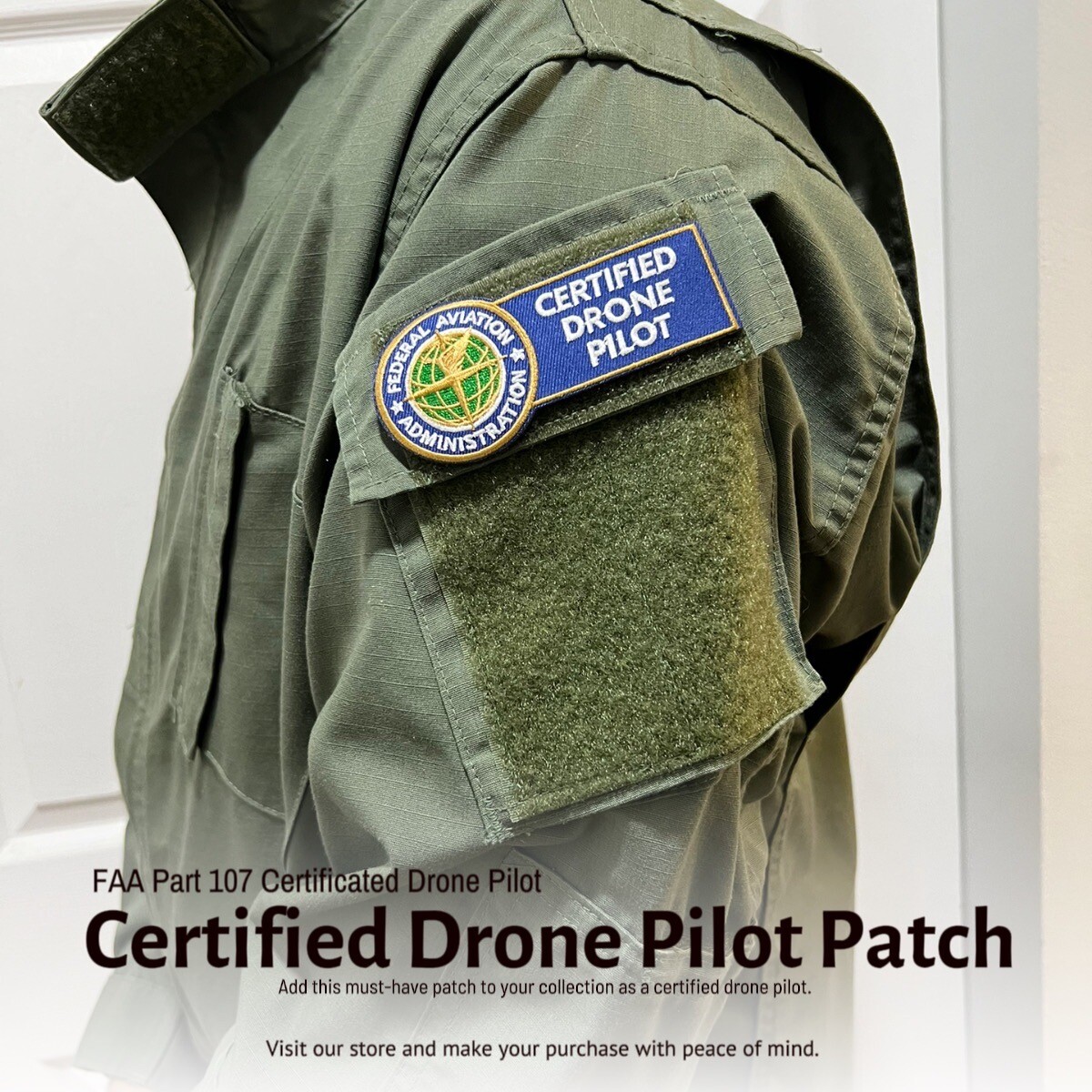 FAA Certified Drone Pilot Patch 2 x 4 inch (w hook and loop closure or be sewn)