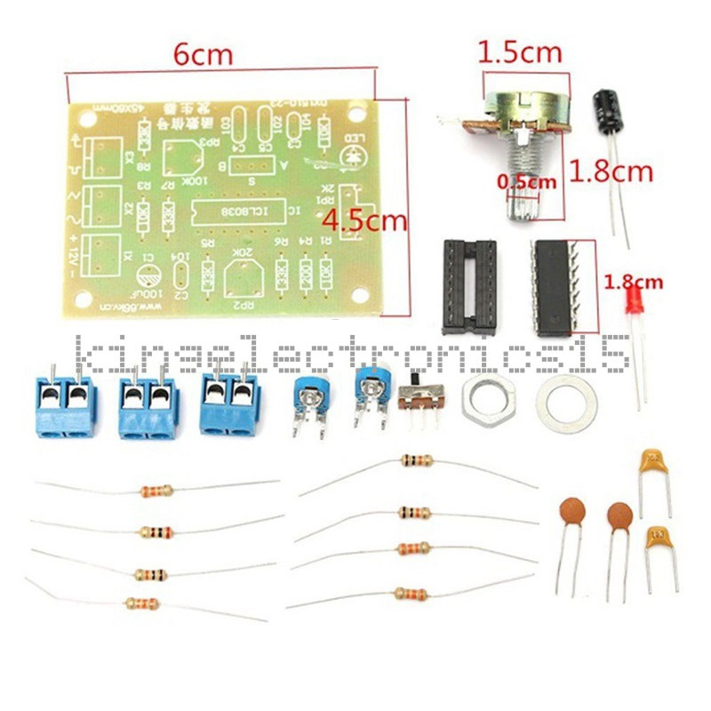 ICL8038 Function Signal Generator Module Sine Square Triangle Wave Output Kits