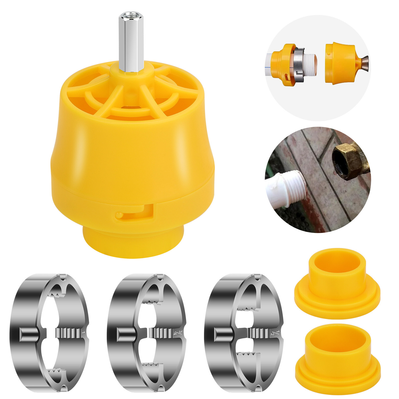 Pipe Threader Plumbing Tool Plastic Pipe Thread Tap Set with 1/2" 3/4" 1" Dies