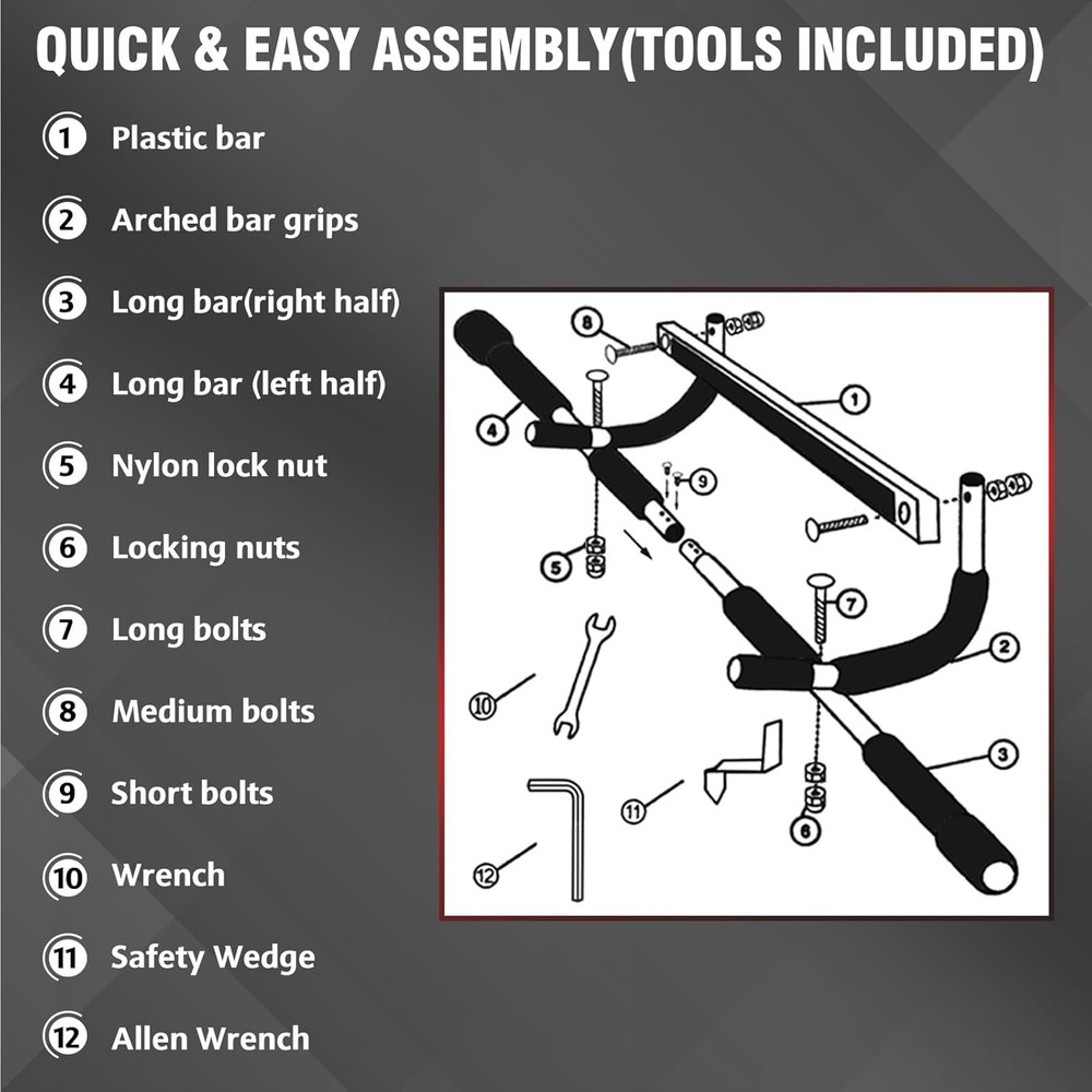 Versatile Pull Up Bar for Strength Training - Easy Install, 440 lbs Limit