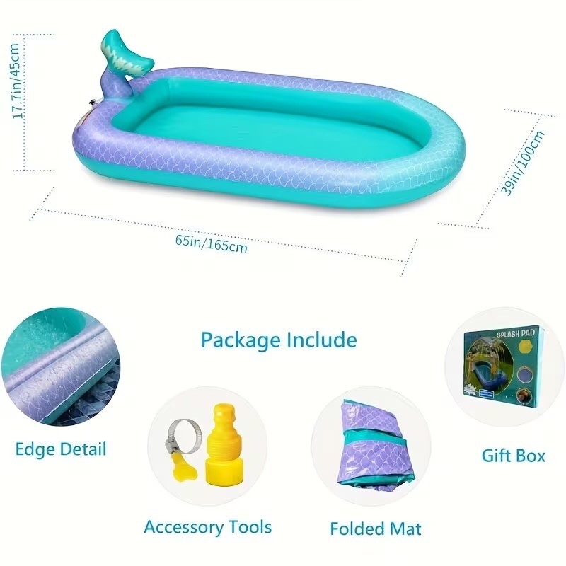 Oversized Dolphin Inflatable Pool with Tail- Durable & Family summer Fun