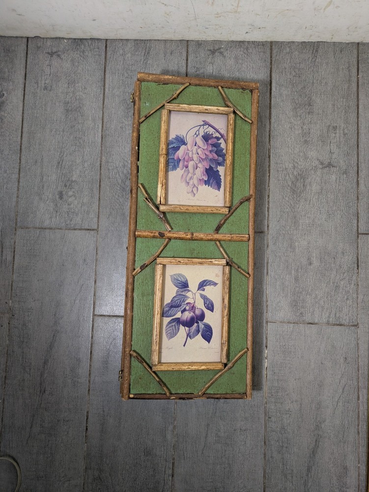 Vintage Rustic Twig Table Top 3-Panel Folding Screen Victorian Boho Chic Asian