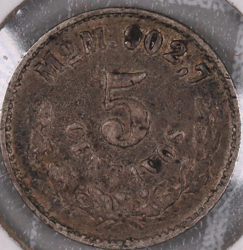 1903 Mo M Mexico 5 Centavos Silver Coin #4