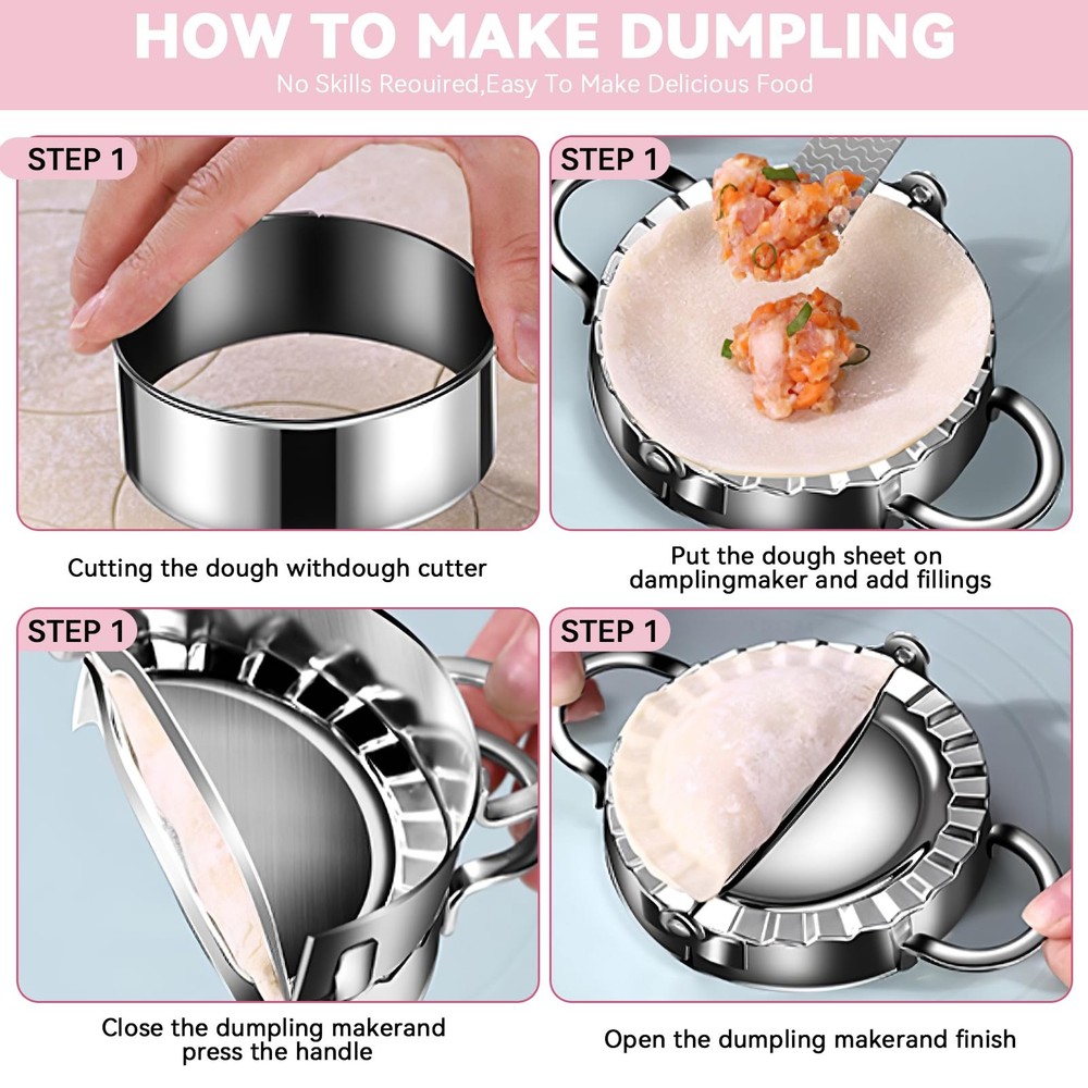 8pcs Ravioli Mold Set- 3 Rectangle Maker Press + Dumpling/Pasta Cutter Round