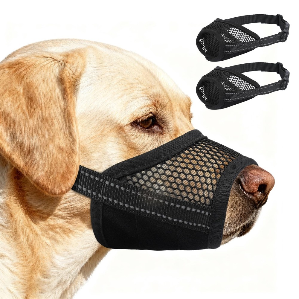 2 Pack Dog Muzzle,Mesh Soft Muzzle for Small Medium Large Sized Dog, Anti Bar...
