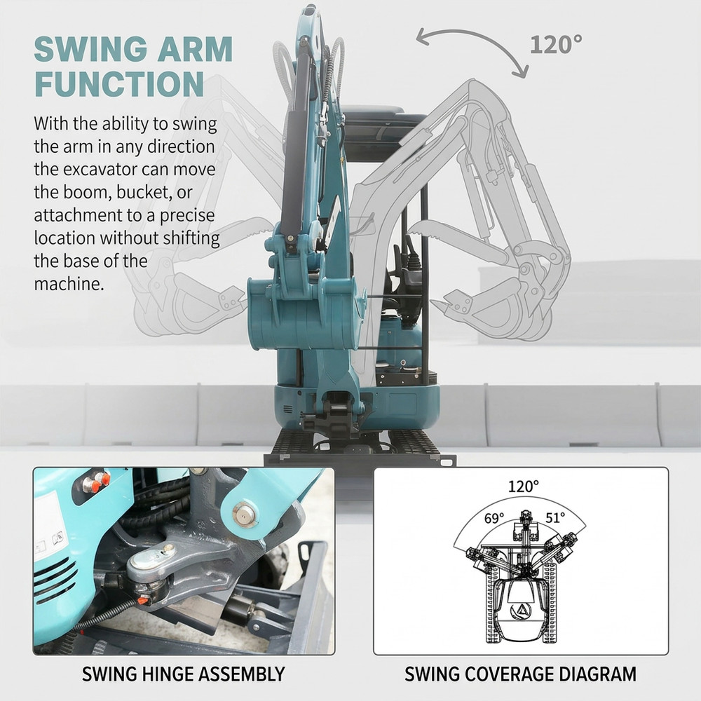 2.5Ton Mini Excavator Side Swing Digger with Kubota D902 Engine Extendable Track